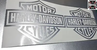 2x100mm Wide MATTE SILVER Harley Davidson Premium Die Cut Vinyl Tank Decals F100 • $55