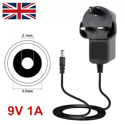 9v Power Supply UK 9v Adaptor 9v Charger 9 Volt Power Supply UK 9V 1A AC/DC PLUG • £5.19