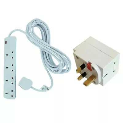 £4.95 • Buy UK Extension Lead Cable Electric Mains Power 4 Gang Way 2m 3m 5m 10m Plug Socket