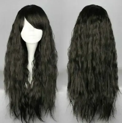 Lolita Fashion Long Black Harajuku Style Curly Cosplay Wig +free Wigs Cap • £31.20