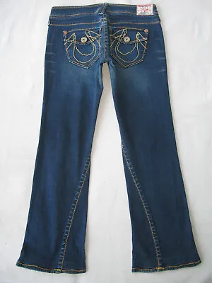 True Religion Gina Big T Bootcut Jeans Women Sz 30 Blue Distressed W Stretch L29 • $37.95