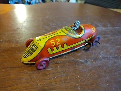 Antique J. Chein 6.5  Wind Up Tin Litho #52 Early Racer Indy Car Toy W/ Driver • $129.95