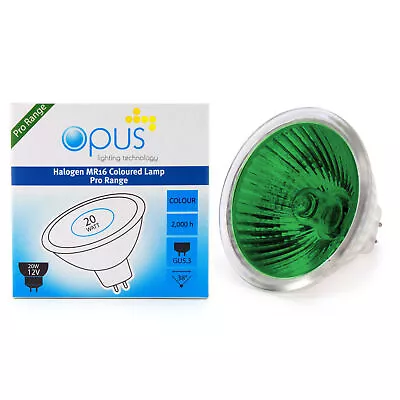 3 X 20W MR16 Halogen Spotlight Bulbs GU5.3 Dimmable Coloured Dichroic Lamp Green • £9.63