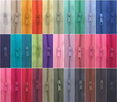 5 Meters Continuous Zip & 10 Sliders Spiral No.3 Choice Of 42 Colours Zippers 3 • £5.99