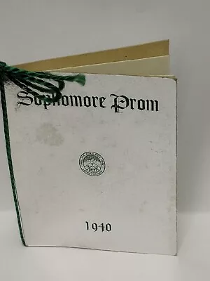 Vintage Paper 1940 Hollins College Roanoke VA Sophomore Prom Dance Card Program • $17.99