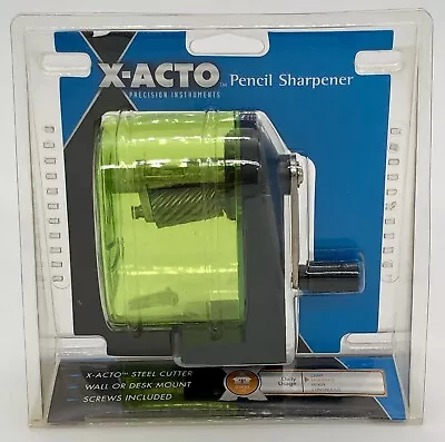 NEW X-ACTO Pencil Sharpener Manual Wall Or Desk Mount See-Through Green • $13.99