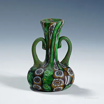 Antique Murrine Vase With Handles Fratelli Toso Murano Ca. 1920s • $495