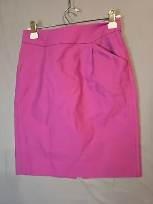 J Crew The Pencil Skirt Womens 00 Pink Pockets Slit 100% Cotton Tweed • $9.99