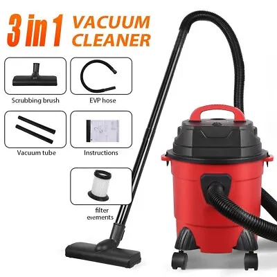 Heavy Duty Wet & Dry Vacuum Cleaner Wheeled 15 Litres 1500W Hose Tools • £45.99