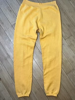 Vintage Men’s Size Large Diamond Gusset Cotton Blend Yellow Sweatpants • $30