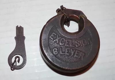 Antique And Rare EXCELSIOR 6 LEVER PADLOCK With KEY • $29.99