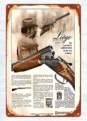 1973 BROWNING Liege Over Under ShotgunGun Metal Tin Sign Nostalgic  Wall Decor • $18.84