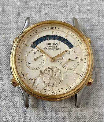 Vintage Seiko 7A34-7000 Quartz Watch Chrono Men Movement White Dial Ref 670531 • $80