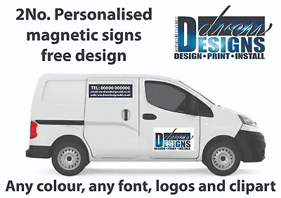 2No. Magnetic Signs 4 Car Or Van Personalised HD Print & Laminated - Free Design • £12.99