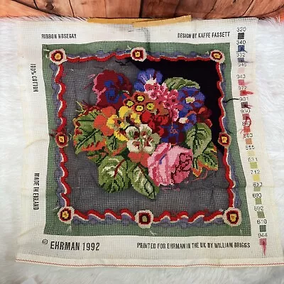 RARE Vintage Retired Kaffe Fassett Ehrman Ribbon Nosegay Semi- Completed KIT • $198