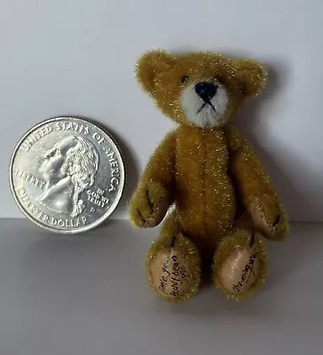 Vintage Little Gem Miniature Teddy Bear 2 Inch Jointed Signed Chu Ming-Wu 1996 • $20