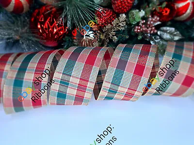 Glitter Wired Edge Ribbons For Christmas Decorations & Bow Making - 63mm Width • £2.49