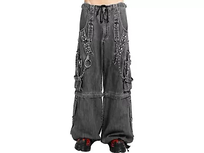 Unisex Grey Denim Tripp Pants GothicPants With Chain And Handcuffs Punk Pants • £85