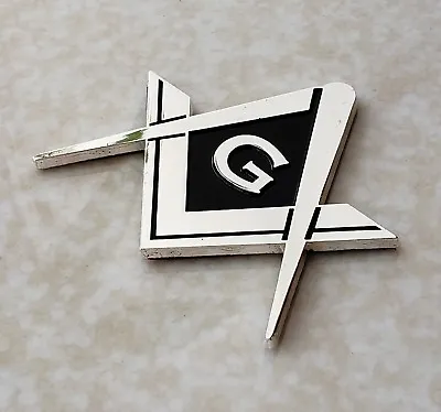 Masonic Master Mason Square & Compass G Symbol Cut Out Car Auto Emblem Silver • $14.99