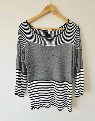 ZULU & ZEPHYR Black & White Striped Knit Jumper SIZE 10 • $30