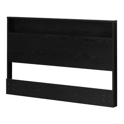 South Shore Panel Headboard Particle Board Black Oak Queen W/ S Storage Shelf • $112.32