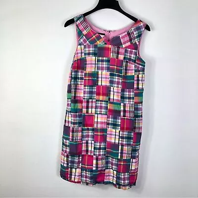 Talbots Madras Shift Dress Womens 6Multicolor Sleeveless Cotton  Lined Pink • $35