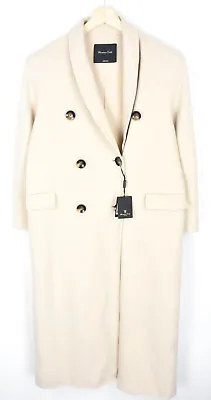 $223.25 • Buy MASSIMO DUTTI 6492 Coat Women's US 8 Long Wool Blend Double Breasted Beige