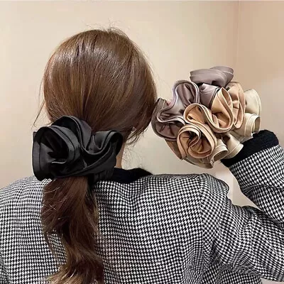 £3.11 • Buy 15cm Large Hair Scrunchie Women Ponytail Elastic Hair Tie Bobble Gift Silk Satin