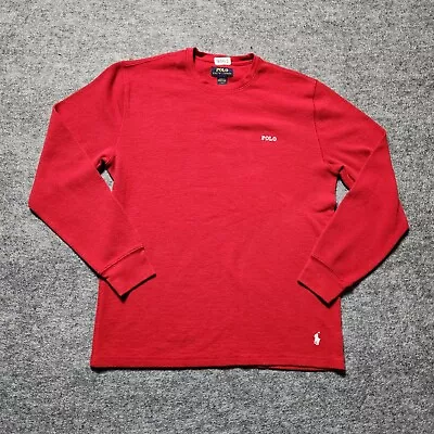 POLO RALPH LAUREN Thermal Shirt Men's L Red Long Sleeve Crew Soft Knit Cotton • $12.85