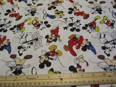 White Vintage Mickey Mouse Cotton Fabric BTY • $12.50