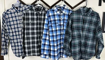 Lot Of 4 Men’s Long Sleeve Flannel Shirts SZ MED Lands End Kenneth Cole Etc • $18.99