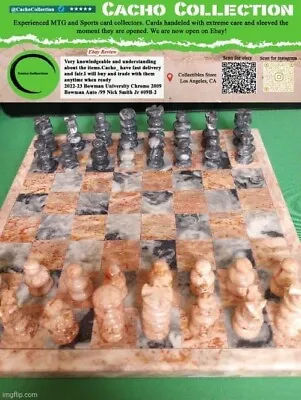 Handcrafted Onyx Chess Set 7.5”x7.5” Earth V. Smoke Tones. • $50