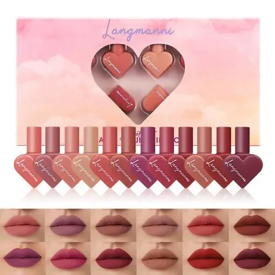 12PCS/Set Long Lasting Lip Gloss Glazed Matte Beauty Liquid Lipstick Lip Make-up • £29.99