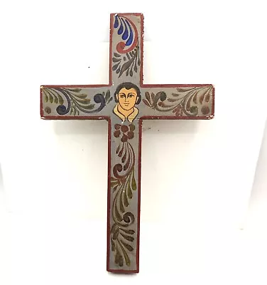 Hand Painted Folk Art Cross Wood Mexico • $32.50