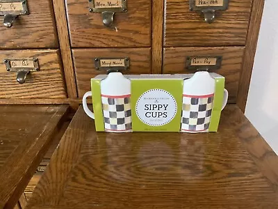 Mackenzie Childs Courtly Check Sippy Cups - Set Of 2  - NIP • $21.99