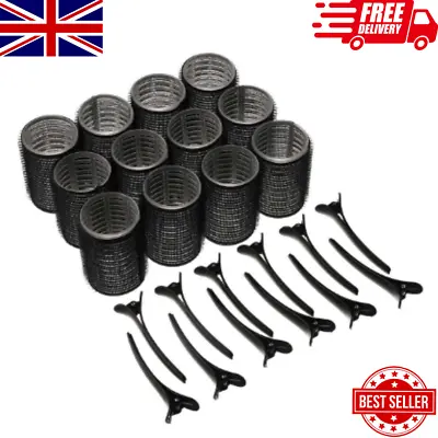 24Pcs SELF GRIP HAIR ROLLERS Large/Small Cling Stick Heat Free Curler Waver Set • £5.29