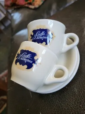 Vtg Set Of 2 Inker Porcelain Espresso/Demitasse Cup & Saucers Caffe Diemme Logo • $25