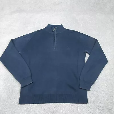 Musto Jumper Mens Medium Navy Pullover Sweater Sweatshirt 1/4 Zip Logo Sailing • £29.99