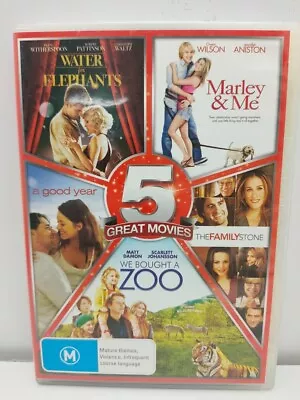 Water For Elephants/Marley & Me/The Family Stone/A Good Year/We Bought A Zoo DVD • £5.29