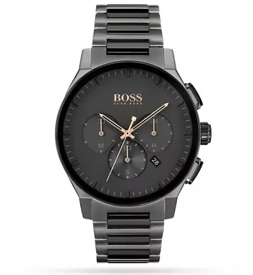 New Hugo Boss Men's Watch Peak Grey Chronograph Hb1513814 Wristwatch Authentic  • £93.51