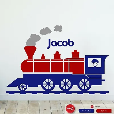 £20.99 • Buy Steam Train Locomotive Personalised Wall Sticker Boys Nursery Bedroom Decal
