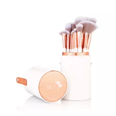 Vegan 15 Piece White And Rose Gold Professional Brush Set With Storage Case • $115