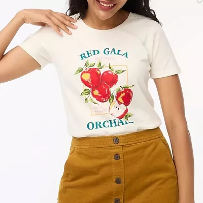 J Crew NWT $49.50 Red Gala Apple Orchard Graphic Collector's T-Shirt | Sz M • $36.50