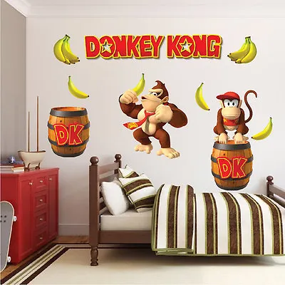 Donkey Kong Mario Wall Decal Stickers Game Bedroom Wall Murals Nintendo N88 • $92.95