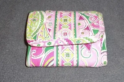 VERA BRADLEY Soft POCKET WALLET ~ $22 PINWHEEL PINK Lime Green Fuchsia Flowers • $9.95