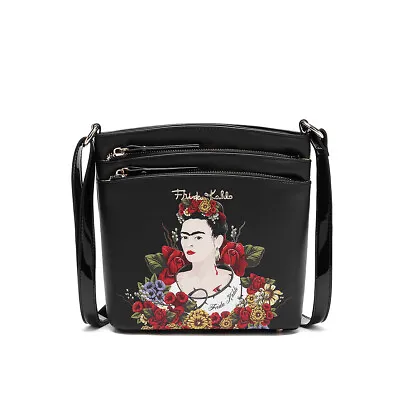 $39.99 • Buy Frida Kahlo Flower Bounty Authentic Crossbody Messenger Bag~black