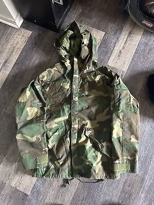 US Military Parka Cold Weather Camouflage Medium Long Woodland Hood Water Resist • $60