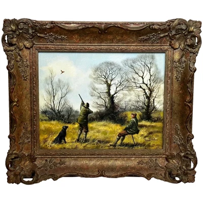 British Hunting Party Painting Gentlemen Shooting Pheasant In Moor Your Bird Sir • £2500