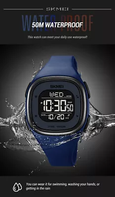 SKMEI Digital Mens Watch Waterproof Casual Sports Watches Luminous LED Watch • £10.91