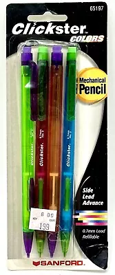 SANFORD Clickster Colors Mechanical Pencils 4 Pack 0.7mm NOS Vintage(1999) • $34.99